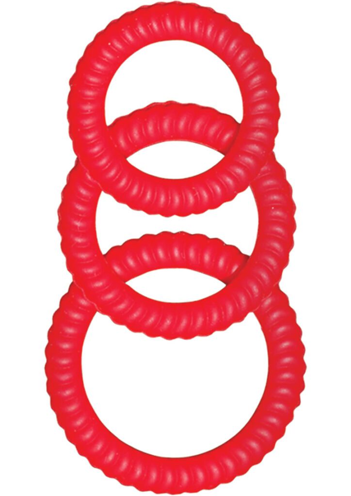 100% SiliconeExtreme clincher cockrings3 EZ fit sizesWaterproofPhthalates freeSizes: small - 1.5