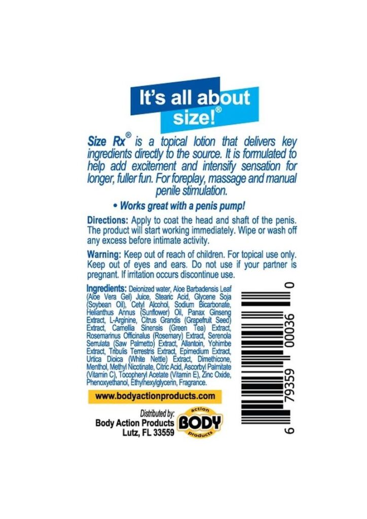 Size Rx is a topical lotion that was specifically formulated to last up to 24 hours