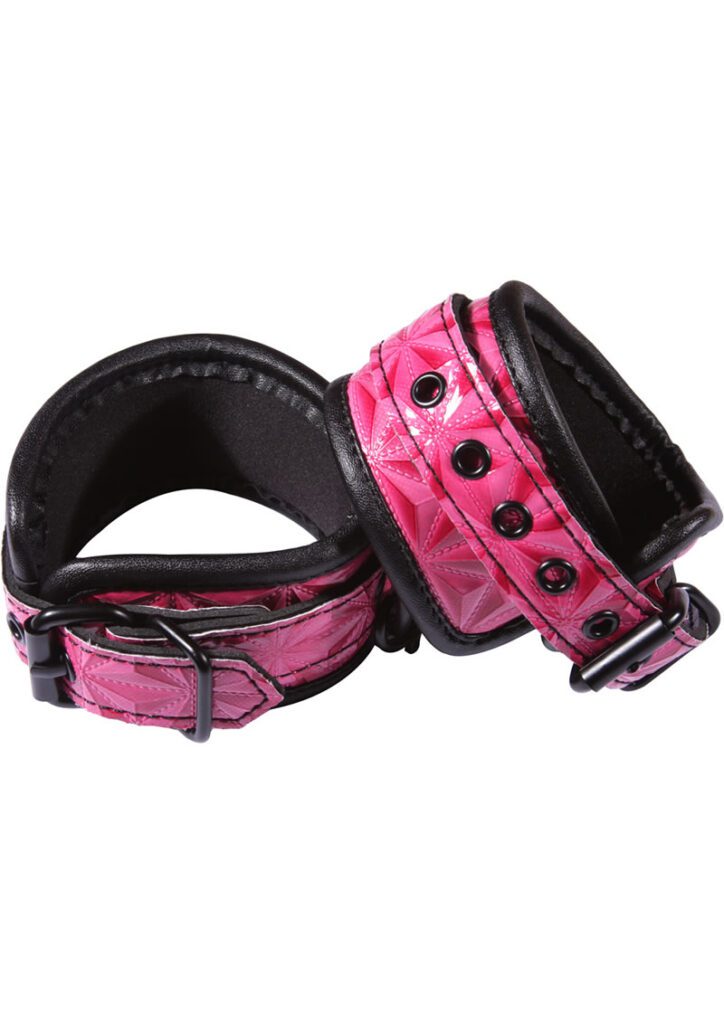 Entice your partner with these adjustable wrist restraints. These wrist cuffs are designer worthy with their beautifully designed faux leather design laid over soft