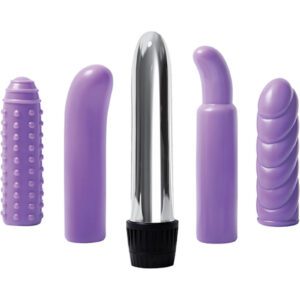 Choose your pleasure with multi-sleeve vibrator kit that gives you five erotic experiences in one!Try the smooth and powerful long bullet design with varying speeds all on its own to drive you wild