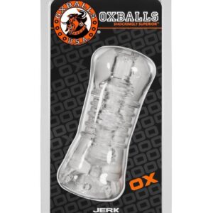 the new squishy stretchy fuckable jack-off toy from ATOMIC JOCK.The ribbed insides of JERK massage your manhood and the super soft TPR rubber feels fuckin` amazin` slidin` and slurpin` on your dong.Fill it with lube