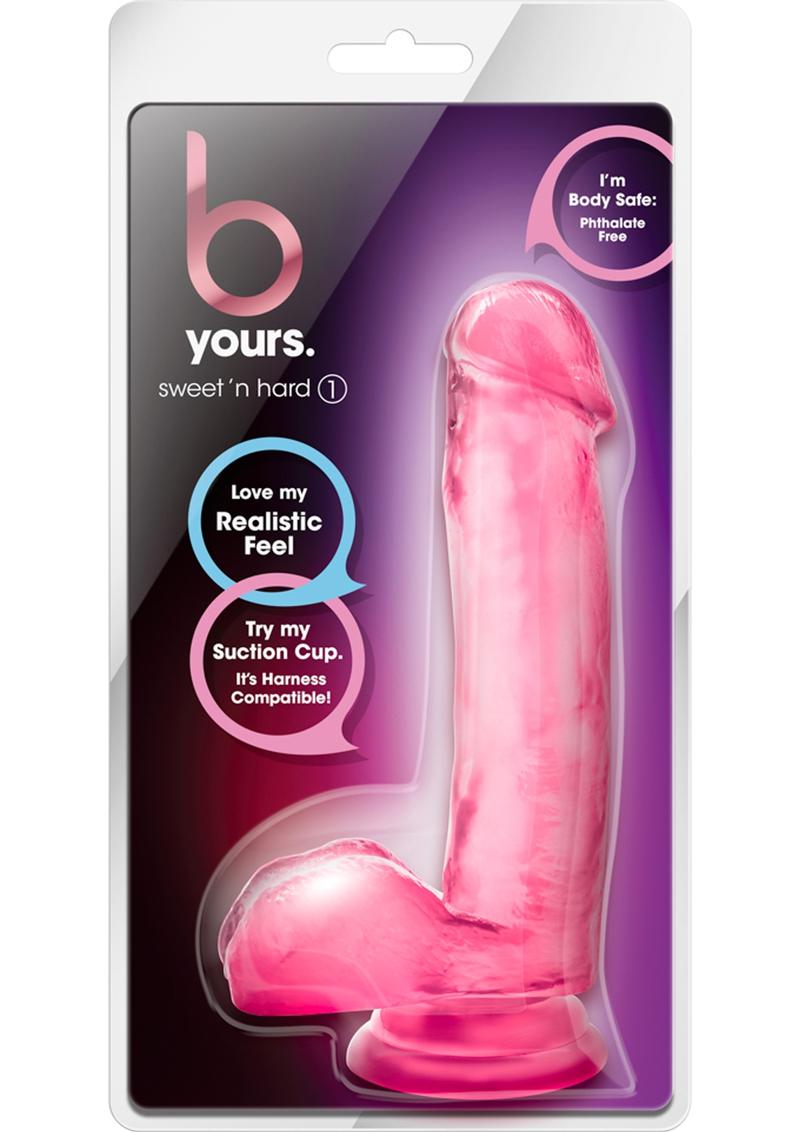 B Yours Sweet N` Hard 1 Dildo with Balls 7in - Pink - Image 2