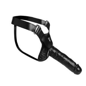 adjustable straps around the waist and crotch to help keep it secure even during the most passionate thrusting. The metal O-ring is held by Velcro straps