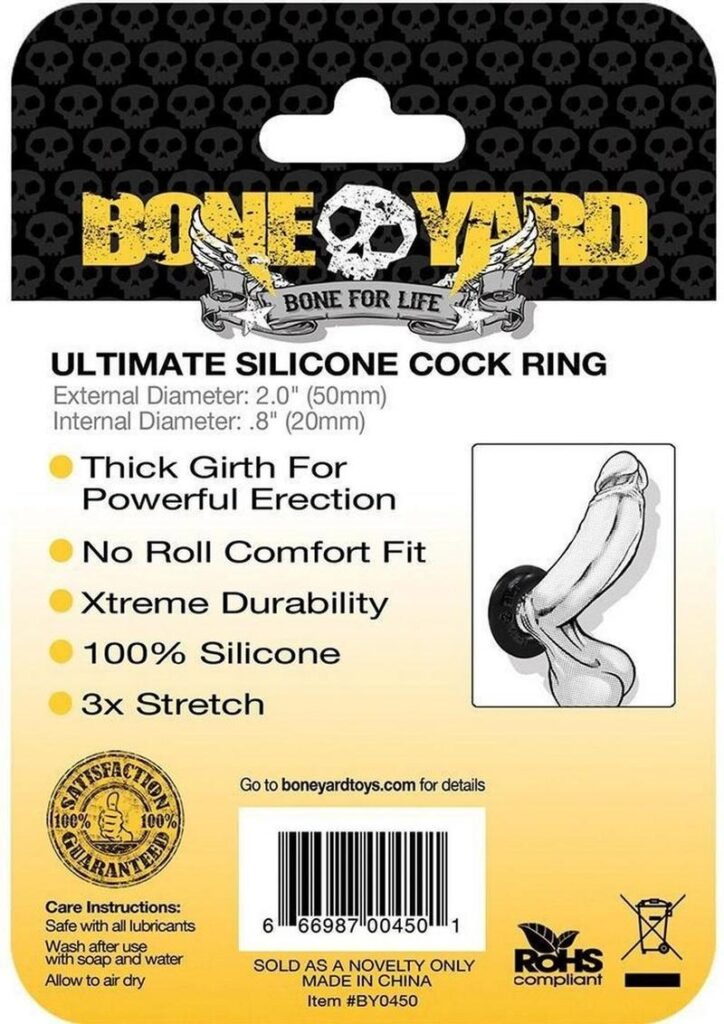 Thick Girth for Powerful Erection No Roll Comfort Fit 100% Soft Touch Silicone 3 X Stretch  External Diameter 2.0andrdquo; (50mm)Internal Diameter .8andrdquo; (20mm) This premium donut shaped ring is soft