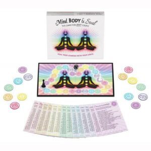 you and your partner ask each other questions designed to open up your chakras. There are 20 questions per card and two sets of cards per the seven chakras to total 240 chakra healing questions. You win by aligning all 7 of your chakras and your partner provides an intimate reward to align your sacral and heart chakras. Includes: A game board