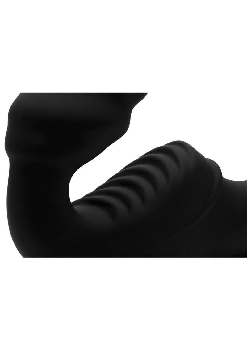 granting access to all 9 functions. Both ends of this artfully designed double dong are shaped for the ultimate in ecstasy: the bulb is adorned with gentle waves while you grind your clit against bold grooves of the front pad. Meanwhile your partner will be treated to a narrow