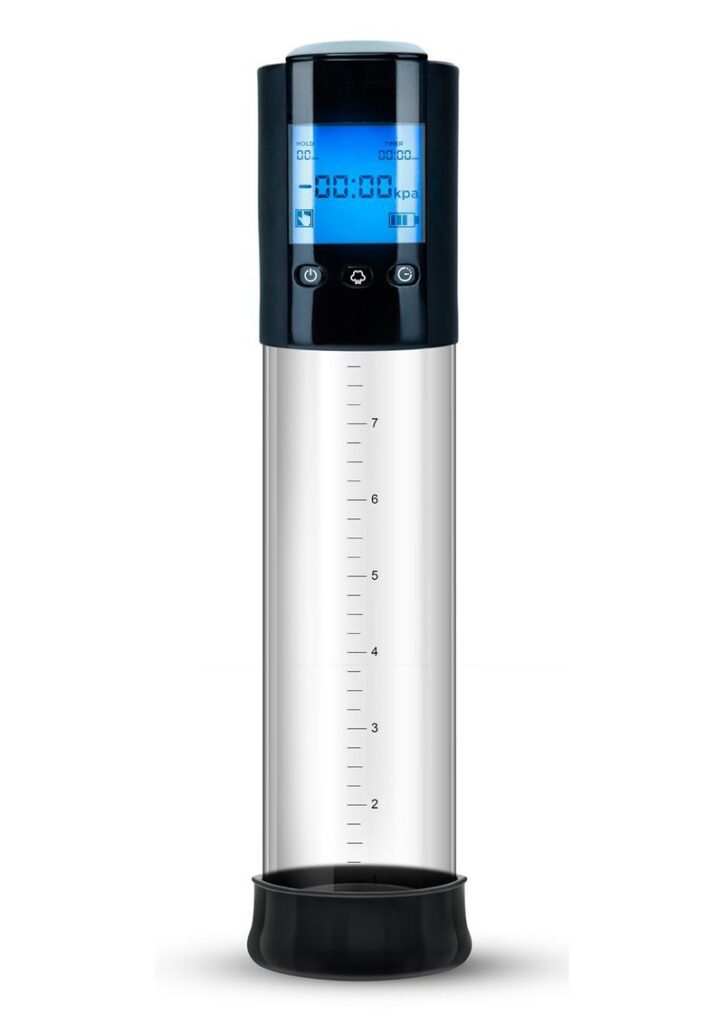 Up your game and heighten your sensations with the automatic Performance Smart Pump. Smart pump allows you to set and save your favorite settings. Measure your experience with a digital screen displaying time and kPa units of pressure. Your Smart Pump also features a crystal-clear cylinder with an etched measurement markers
