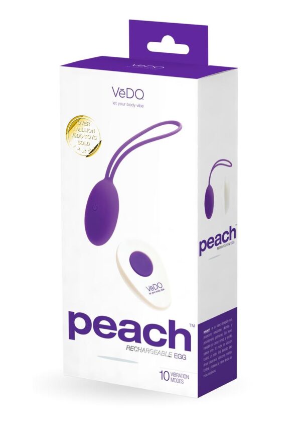 VeDO Peach Rechargeable Silicone Egg Vibrator with Remote Control - Into You Indigo - Image 2