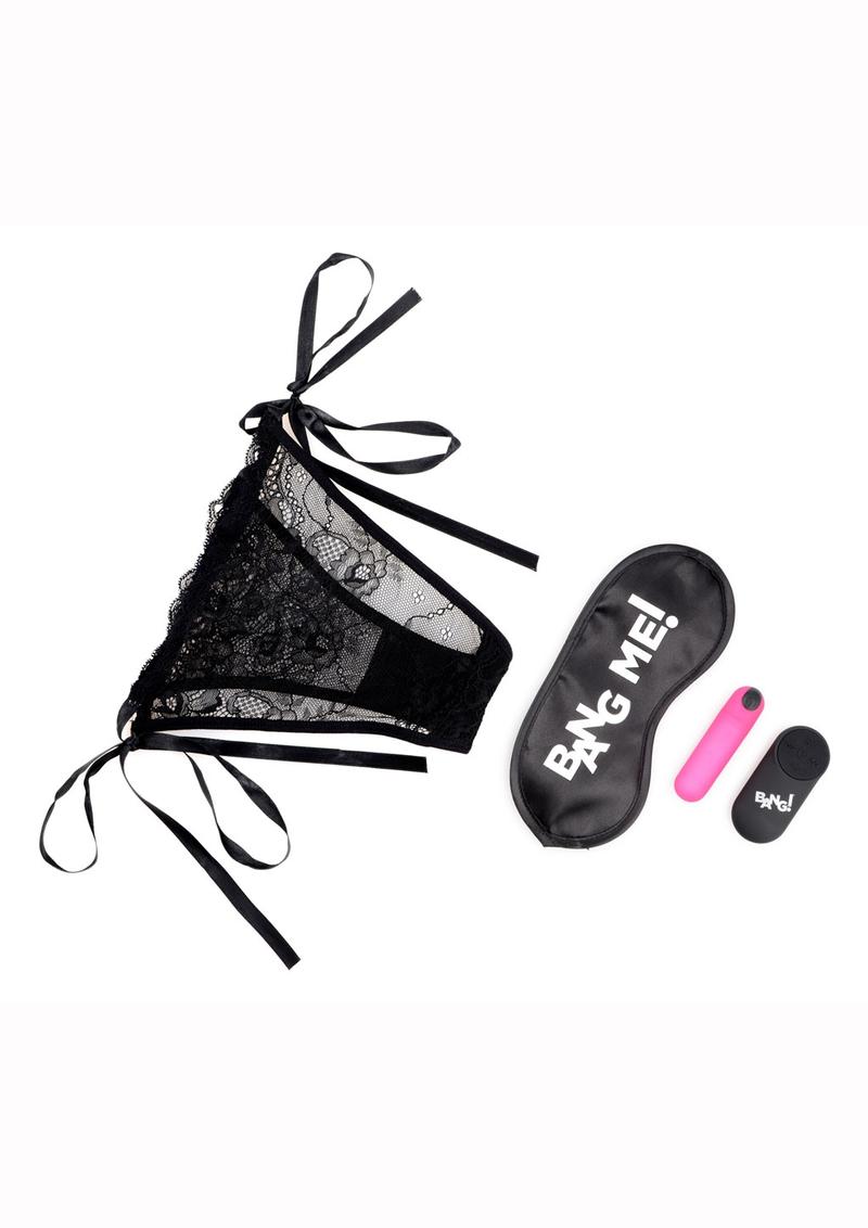 Power up your panties with this kit of hidden pleasure! This pair of lacey black panties fits most sizes and features a vibe pocket for the included bullet vibrator. Perfect for playing around the home andndash; have your lover slip this pair of panties on and buzz them when they least expect it with the included remoete controller! The remote controller works up to 25 feet (7.6m)
