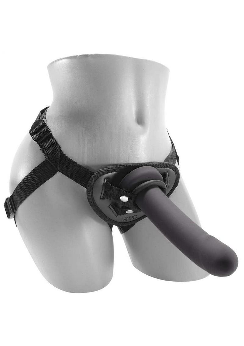 VeDO Strapped Silicone Rechargeable Vibrating Strap On with Remote Control - Just Black - Image 3