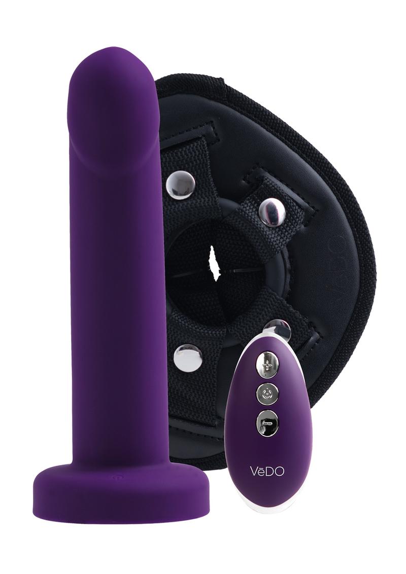 STRAPPED comes fully erect and ready to please. With 10 vibration modes and 6 intensity levels youandapos;re sure to leave your partner screaming in delight. The silky smooth silicone with textured ridges gives way to easy penetration and lets you rock their world. The adjustable one-size fits all harness included allows you to share in the pleasure. Never worry about changing vibration modes in those moments of passion because the remote control puts you in full control. Fully submersible