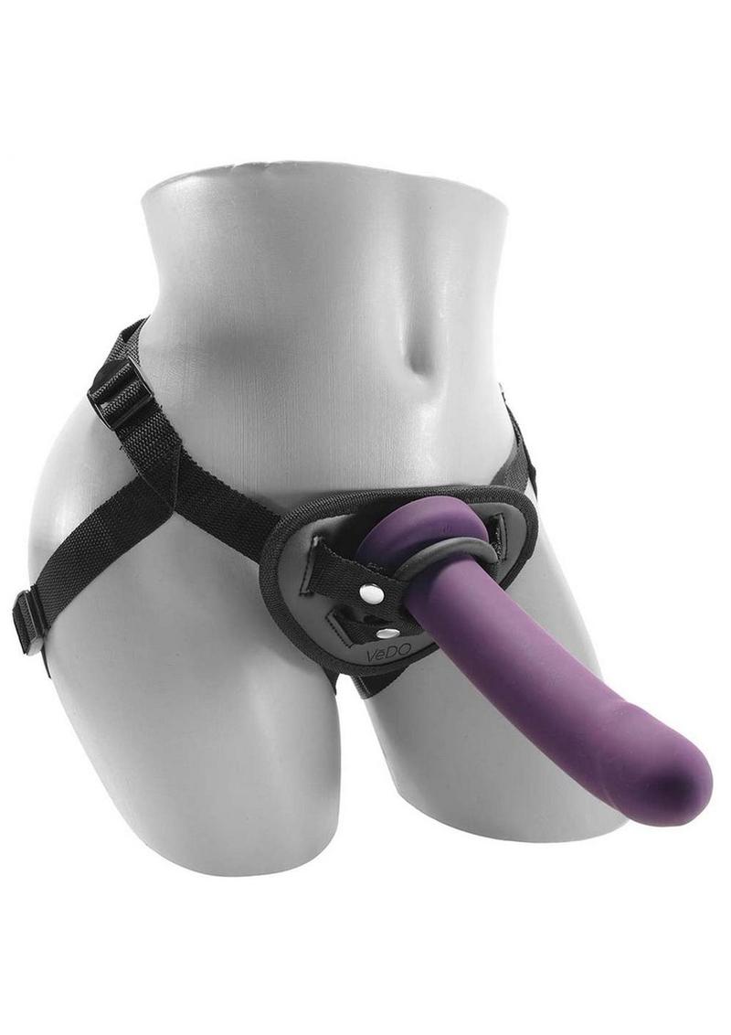 VeDO Strapped Silicone Rechargeable Vibrating Strap-On with Remote Control - Deep Purple - Image 3