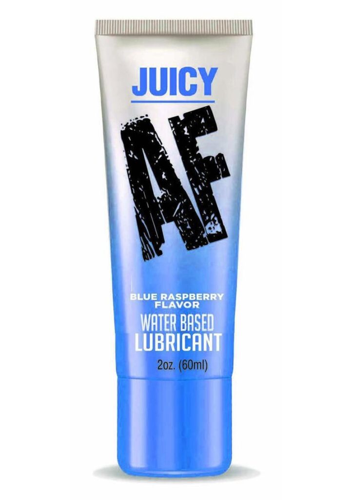 blue raspberry flavored. Make sex even better with a little glide! And a little flavor.JUICY AF will make your intimate encounters more luscious. This water-based lubricant effortlessly enhances the pleasures of intimacy.????