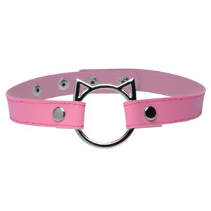 The purrrfect choker for kitty play! This Slim Kinky Kitty Ring Choker combines kitty play and subtle BDSM elegance for a choker you can wear at home or in public.The adjustable snap buttons make it easy for you to find the perfect fit
