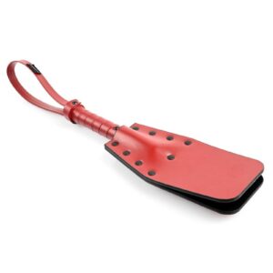 This spanker`s slim faux leather impact surfacepart studded