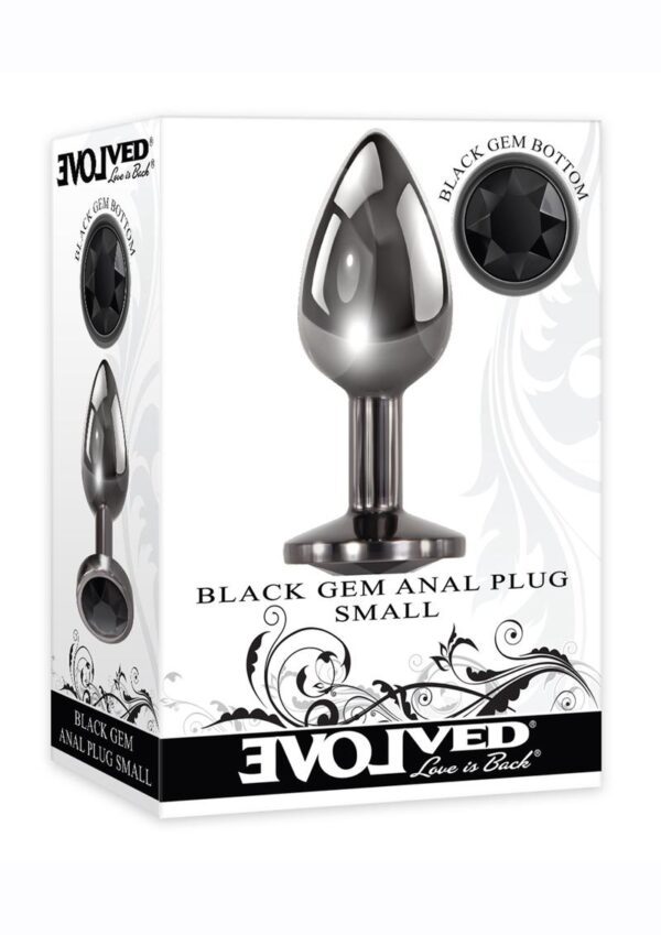 opening a world of pleasure. Boost the intensity of your orgasms while adorning your booty with a sparkling black jewel!Try heating or cooling your plug beforehand to indulge in a sensory twist. Clean with Evolved Toy Cleaner and hot water. Velvet drawstring bag included.  Small dark metal butt plug with black gem Great for beginners Tapered tip for easy entry Slick andamp; stylish gun metal finish Sparkling black gem at safety base Includes black velvet drawstring bag Made from aluminum alloy Black gem made from ABS plastic Waterproof  Length: 2.81