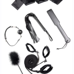 Everything you need for a fulfilling BDSM scene is included in this bondage kit! The under-the-mattress bed restraints holds your partners body open so you can punish and please their body with the included paddle