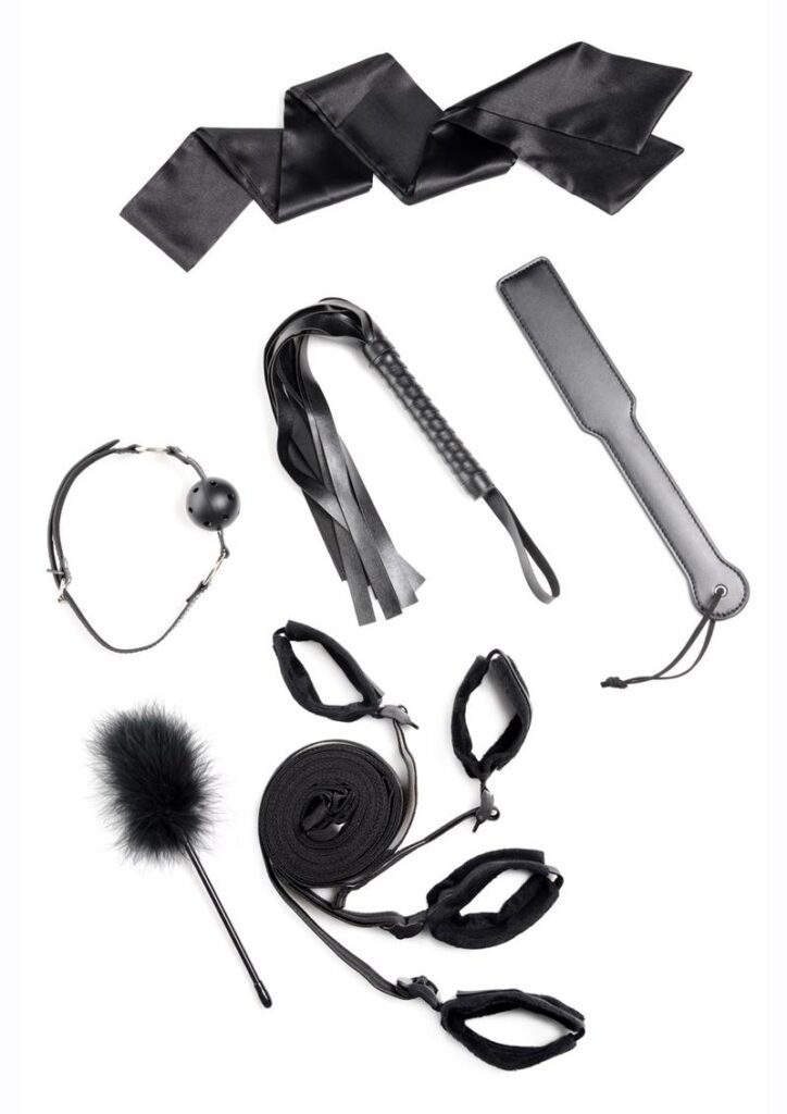 Everything you need for a fulfilling BDSM scene is included in this bondage kit! The under-the-mattress bed restraints holds your partners body open so you can punish and please their body with the included paddle
