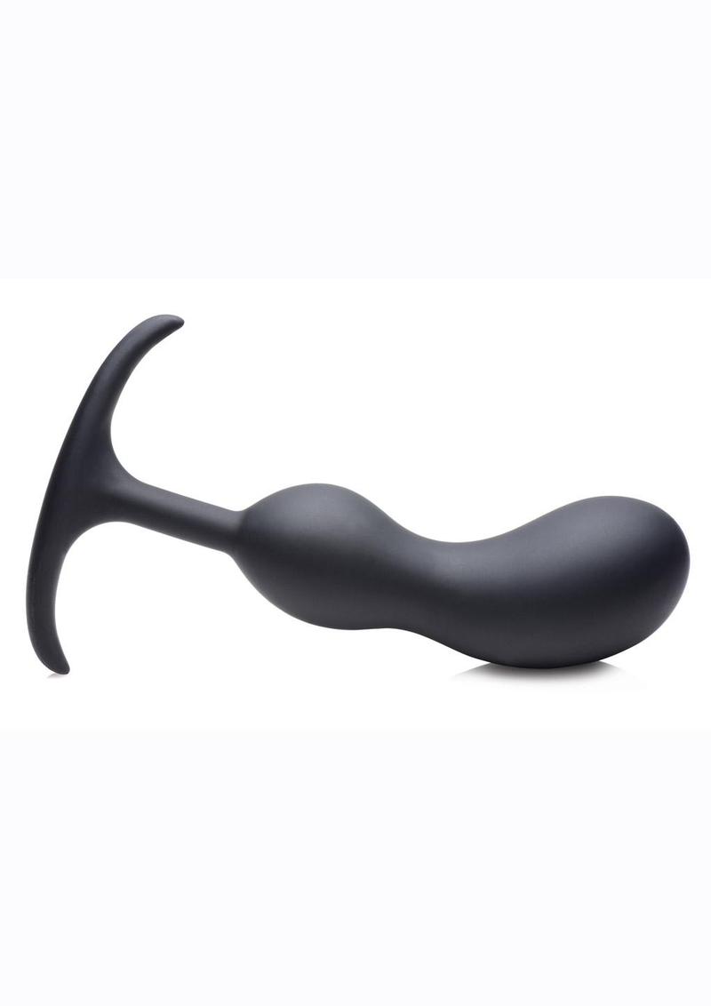 These comfortable weighted butt plugs hit hard and deep! These Heavy Hitter Comfort Plugs are curved for P-spot stimulation and designed for all day comfort - the round and tapered body s easily while the narrow neck flexible base move with your butt cheeks so you can play for extended sessions without discomfort. Made with premium