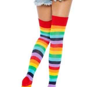 Lycra acrylic rainbow thigh high O/S MULTICOLOR