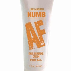 NUMB AF unflavored is specially formulated to make your anal experience more pleasurable. Numb AF anal desensitizing cream gently numbs on contact creating a comfortable sensation for anal play. For best results rub a generous amount around anal opening and wait 5 minutes for full activation before engaging in intercourse. Numb AF - Anal Desensitizing Gel is a pleasure positive product and was created with the intention of creating a more pleasurable and comfortable sexual experience for lovers.
