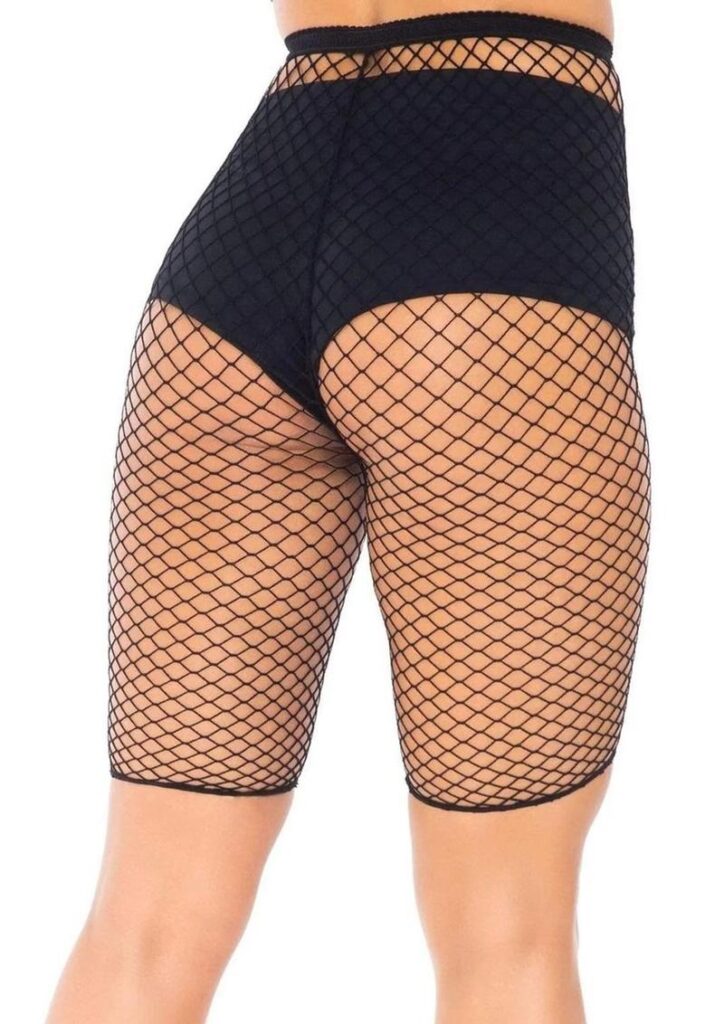 Industrial Net biker shorts. O/S BLACK