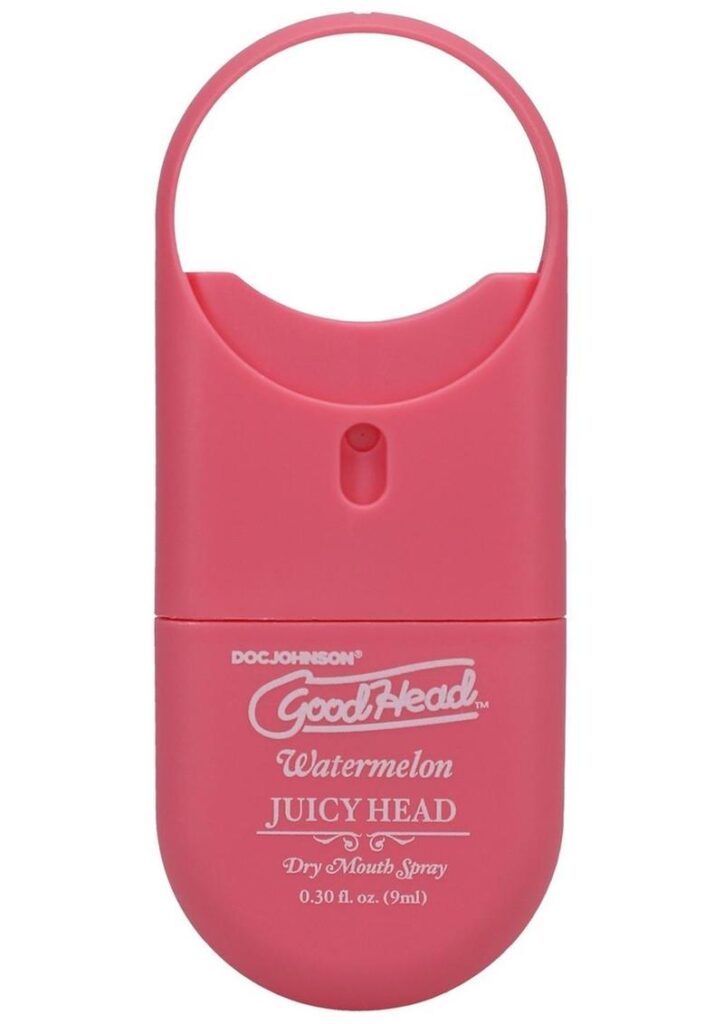 Banish dry mouth during oral sex with GoodHead Juicy Head Dry Mouth Spray. This convenient travel size provides instant moisture and fresh breath wherever you need it. A couple spritzes is all you need for a night of sensual fun! sugar-free
