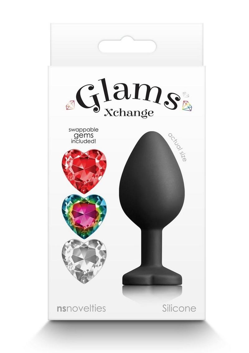 Glams Xchange Heart Silicone Anal Plug - Medium - Black - Image 2