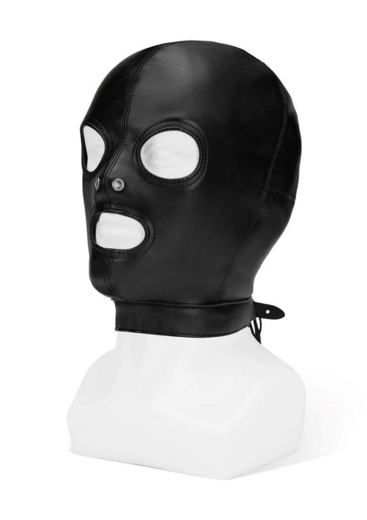 Explore some erotic power play with this Hood from Me You Us. Made from a Black PU leather this fetish accessory delivers a desirable kinky look. This hood offers no restriction of your sight or breathing as it covers the head with cut-out holes for the eyes