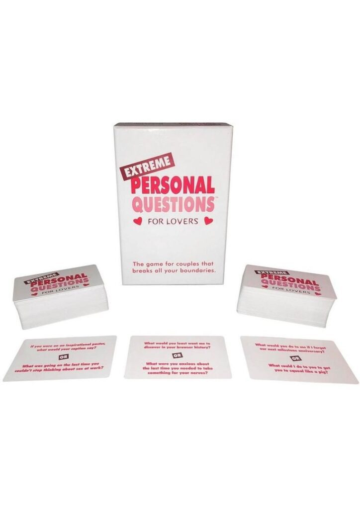 The incredibly popular party game now for couples to play on date nights.  What you learn about your lover will intrigue you.   You and your lover take turns selecting cards and reviewing them.  Each card has two questions