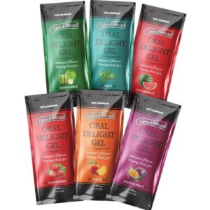 these 48 single-use packets of body-safe gel delivers delicious flavor with no sugar or parabens. This packet includes Green Apple