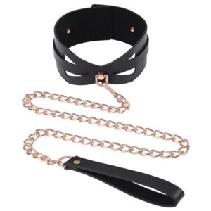 We don`t have to tell you that rules were made to be broken. Show them the fun of not doing what you`re told with the Brat Collar and Leash. With corset-like cutouts and an elegant rose gold chain