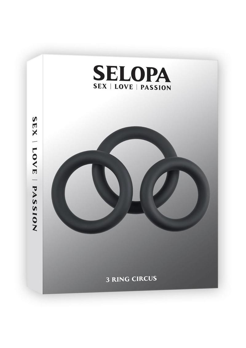 Selopas 3 Ring Circus Silicone Cock Ring - Black - Image 2