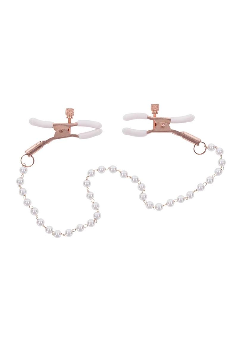 Sex and Mischief Peaches `n CreaMe Pearl Nipple Clamps - Ivory/Rose Gold - Image 3