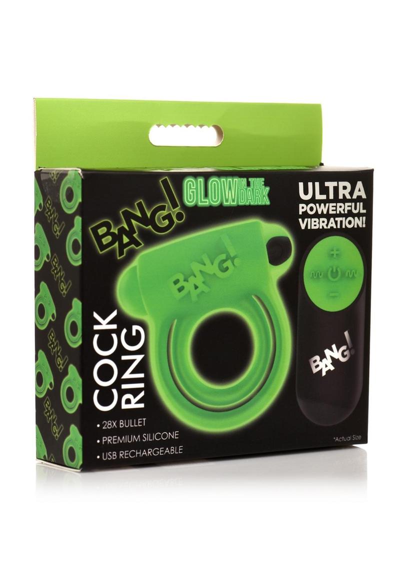 silicone ring has two straps. One wraps around the shaft and behind the balls at the base while the other wraps around the shaft. Sitting on top of your shaft is a sleeve where the powerful bullet vibrator goes! Enjoy 3 speeds and 7 patterns of powerful buzzing vibes that can be controlled via the battery-operated remote! You`ll feel the powerful buzz and so will your partner once they get you deep enough inside them to rub up against the vibe! The glow-in-the-dark premium silicone toy responds to sunlight and indoor light so you can charge it before using it. Made out of phthalate-free