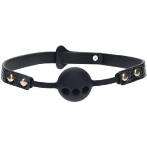 You love a naughty game? Keep you lover quiet with the Rome Collection Breathable Ball Gag by Ouch!. This gag has quality bonded leather adjustable straps for a one size fits all