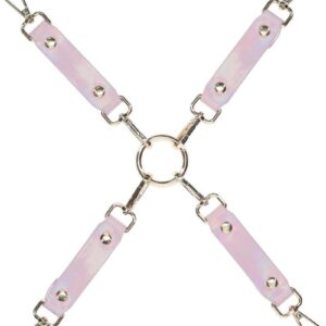 Combine your favorite wrist and ankle cuffs with this 4-WAY Paris Collection Hogtie by Ouch!. Full body restraint has never been so easy. Made of bonded leather