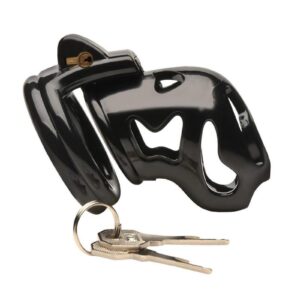 Step into the realm of pleasurable restraint with the Hard Stop Double Ring Chastity Cage. Made from sturdy black plastic