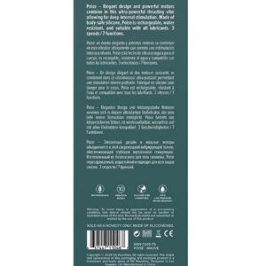 and is suitable for use with all lubricants including silicone lubricant. 3 speeds / 7 functions. IPX5 waterproof rating.