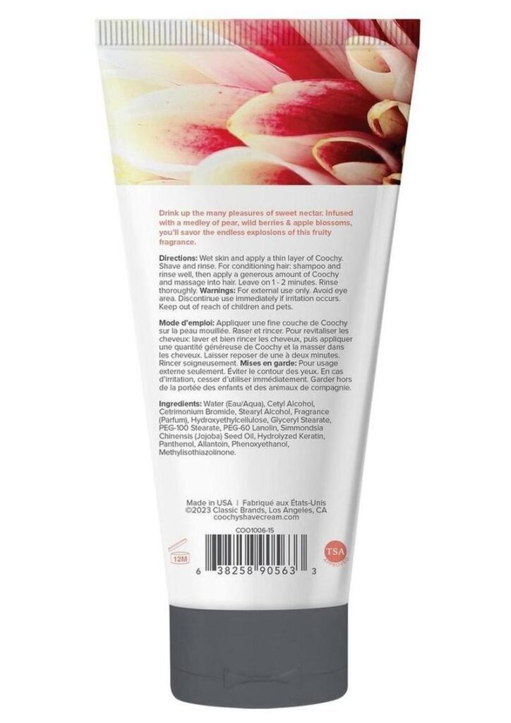 COOCHY SHAVE CREAM - SWEET NECTAR 0.5 fl oz/15mlA FRAGRANCE BURSTING WITH JUICY SWEETNESS. EMBODIES THE JOY OF NATURE`S BOUNTY AND THE BEAUTY OF BLOOMING ORCHARDS.