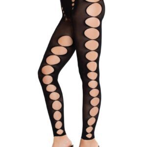Seamless Opaque Cut-Out Footless Tights Black O/S