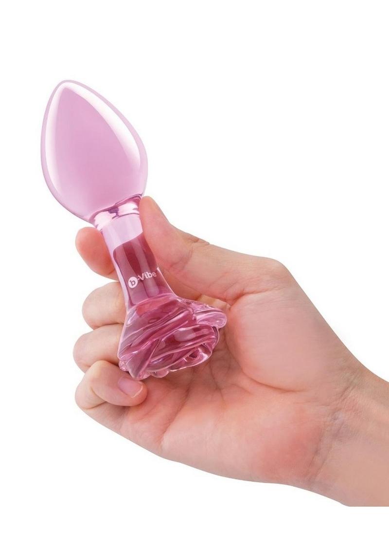 B Vibe Pink Roses Glass Butt Plug Training Set 2Pc - Image 4