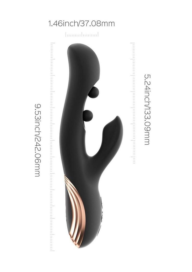 Gem Pressure Sensing App-Controlled Twin Balls Rabbit Vibrator - Black/Gold - Image 4