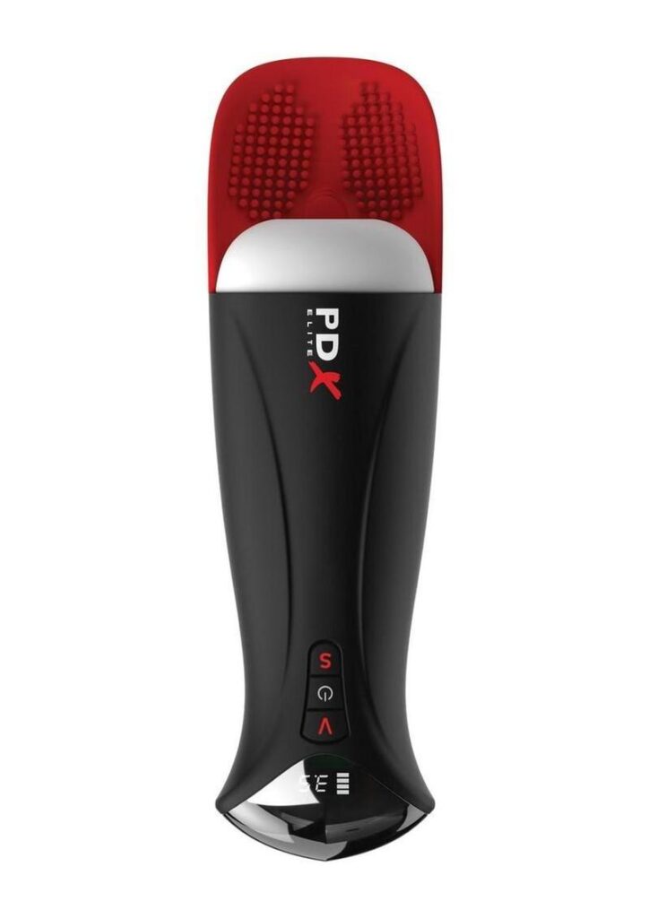 You asked for it and we delivered! The PDX ELITE Fap-O-Matic PRO XL elevates masturbation with powerful suction-action for the ultimate MEGA-STROKER experience! Itandrsquo;s a perfect storm of sensation for heightened solo sex sessions that can be customized to your personal moods! Get ready for explosive hands-free vibration surrounding your balls with rows and rows of soft pleasure nubs.nYour ultimate XL masturbation experience is ready when you are! Product ships with Travel Lock on for discretion. It will automatically unlock upon charging product. Press top 2 buttons for 5 seconds to lock/unlock.