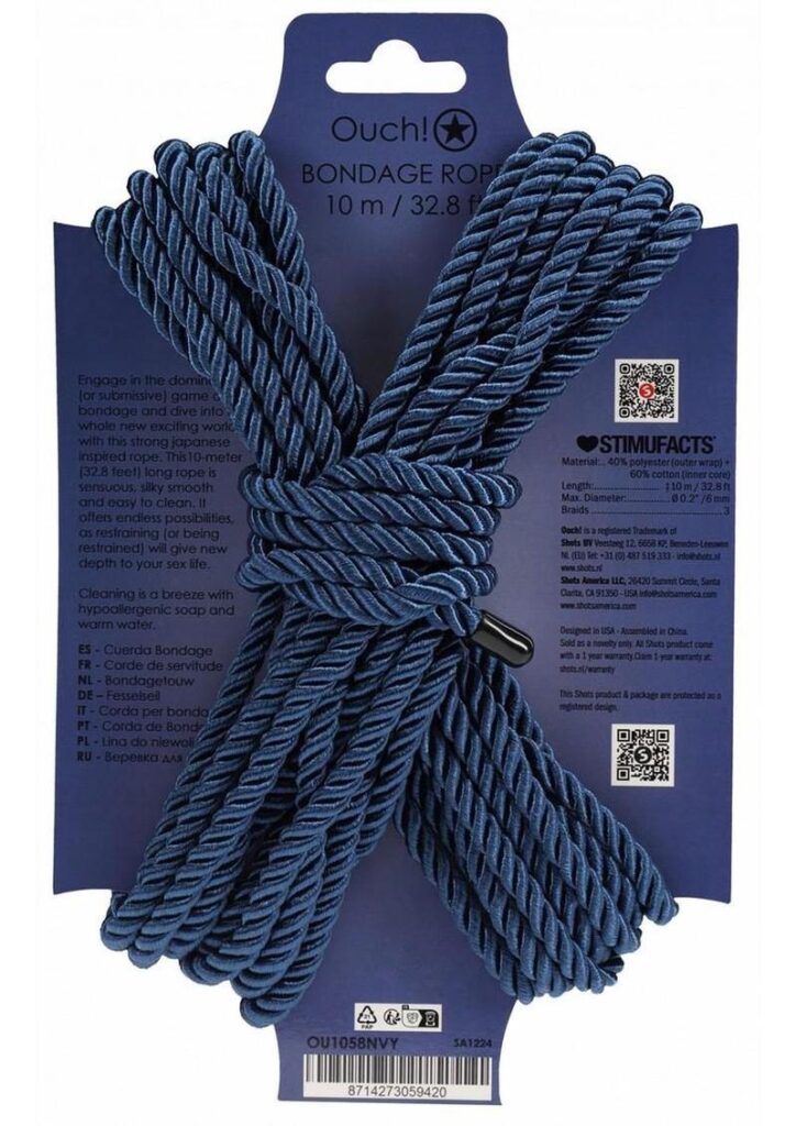 Engage in the dominant (or submissive) game of bondage and dive into a whole new exciting world with this strong Japanese inspired rope. This 10-meter (32.8 feet) long rope is sensuous