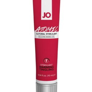 JO ATOMIC and SPICY are silicone-based clitoral stimulants formulated to heighten sensual pleasure with a thrilling topical warming sensation. Designed to enhance touch sensation and sensitivity during foreplay and soloplay; regular and maximum strength formulas available. JO ATOMIC and SPICY offer a silky smooth