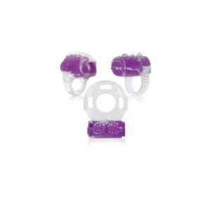 ORAL PLEASURE RINGPlace the ring over the tongue to intensify your partnerandrsquo;s oral experience and let the powerful vibrations work their magic along with your tongue. G-SPOT STIMULATORPlace the ring over finger and allow the powerful vibrations to arouse her clitoris while you stimulate her G-spot gently with the tip of your finger. SHAFT and CLITORAL STIMULATORSlip ring over the base of the penis for intense shaft stimulation while the powerful vibrating bullet fits snugly against her clitoris for intense orgasms.  3 Piece vibrating ring set Enhances oral sex and intercourse Expandable and stretchy Made from pliable TPR One speed vibrating bullet