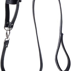 Take your pet for a walk with this humiliating ball-stretcher and leash set! The adjustable stretcher will wrap around his scrotum and tug down