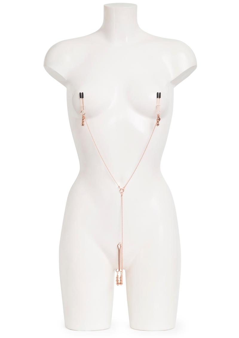 n - Fifty Shades Freed adjustable nipple and clitoral chainn - Slide-to-fit design offers varied pressure and a custom fitn - Clamps feature silicone coating for an intense but safe pinchn - Mini O-rings connect chains (add weight and restraint accessories!)n - Makes a stunning gift or addition to a `forever` sex toy collectionn - 100% Waterproof