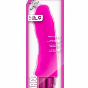 yet bright and playful vibrating toy. Marco`s pronounced head and curved shaft make G spot play easy. The body safe silicone is velvety smooth. This toy is also submersible for bath time play and easy to clean. The multi-speed vibrations are controlled by a simple twist of the dial at the base. Requires 2 AA Batteries